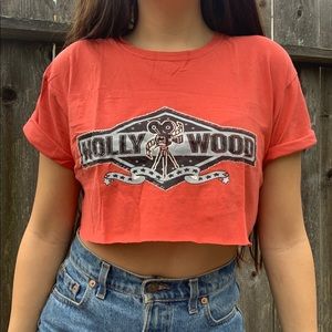 Rust orange Hollywood Graphic tee/ cropped t shirt